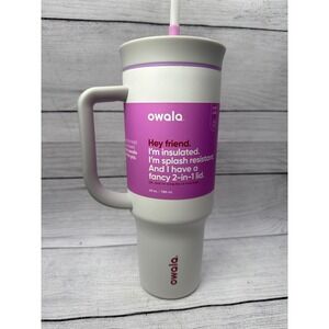 Owala Insulated‎ Tumbler 40 oz with Handle Straw Road Trip Cup White/Gray/Purple